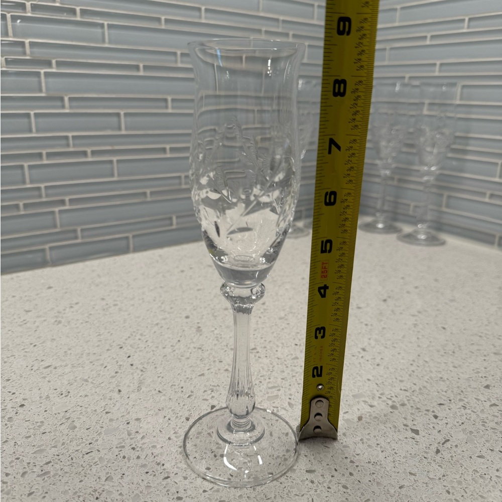 Mikasa Versailles Clear Crystal Stemmed Champagne Flutes Goblets Glass Set Of 5 - Picture 9 of 10